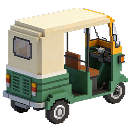 ไอคอน 3D รถตุ๊กตุ๊กแบบ Voxel Isometric
