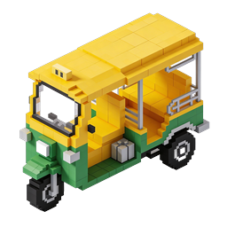 Voxel Tuk-Tuk Auto Rickshaw 3D Icon Illustration