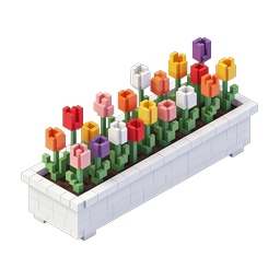Colorful Voxel Tulip Planter Box 3D Icon