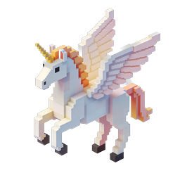 Voxel Unicorn 3D Pixel Art Icon - Isometric Fantasy