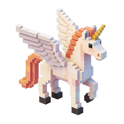 Voxel Unicorn 3D Icon - Pixel Art Fantasy Creature