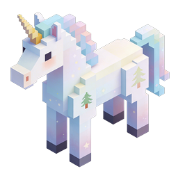 Voxel Unicorn Icon - Isometric 3D Block Art