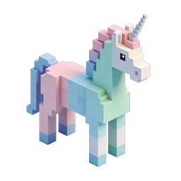 Pastel Voxel Unicorn 3D Icon - Isometric Block Design