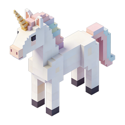 Voxel Unicorn 3D Icon - Colorful Pixel Art Fantasy