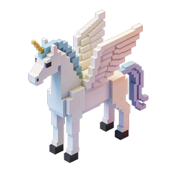 Ícone de unicórnio voxel em pixel art 3D | Estilo isométrico
