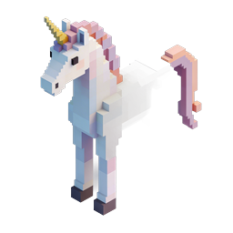 Isometric Voxel Unicorn 3D Pixel Art Icon