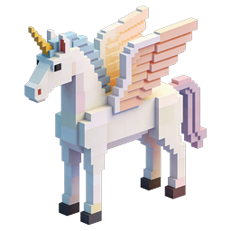 3D Voxel Unicorn Isometric Icon | Fantasy Block Art