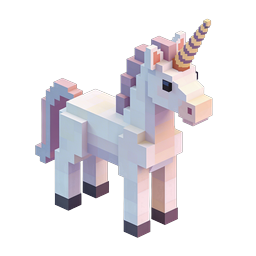 Isometric Voxel Unicorn 3D Icon - Fantasy Block Art