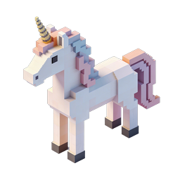 Voxel Unicorn 3D Isometric Icon - Pixel Art Fantasy