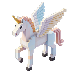 Voxel Unicorn 3D Icon - Magical Blocky Creature