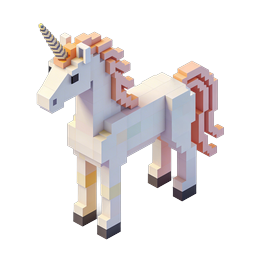 Ícone de unicórnio voxel 3D isométrico - Design de fantasia mágico