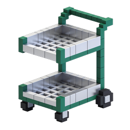 Icône 3D Chariot Utilitaire Voxel - Chariot à roulettes à deux niveaux