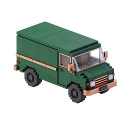 3D Изометрическая иконка фургона доставки в стиле Voxel