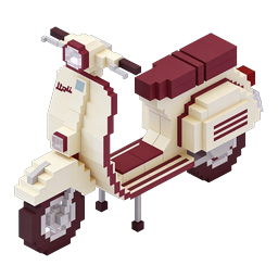 Voxel Vespa Scooter Icon - 3D Pixel Art Design