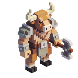 Voxel Viking Warrior Character Icon | 3D Block Art