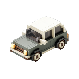 Voxel Vintage Auto Icon - Isometrischer 3D-Block-Stil
