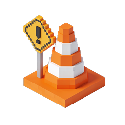 Voxel Warning Sign & Traffic Cones Isometric Icon