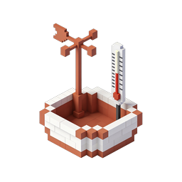 Voxel Weather Station Icon - Vane & Thermometer 3D