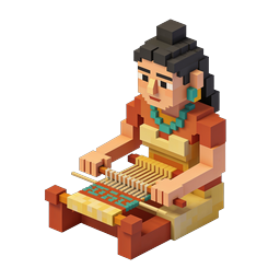 Voxel Weaver Woman Traditional Loom Art Icon