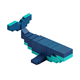 Voxel Whale Block 3D Icon | Isometric Design