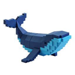 3D Voxel Whale Icon - Blocky Ocean Animal Graphic