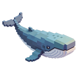 Voxel Whale Icon - Minecraft Style 3D Pixel Art