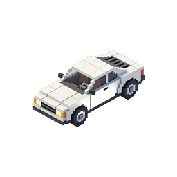 Voxel White Car Icon - Isometric 3D Pixel Art Vehicle