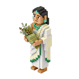 Isometric Voxel Woman with Flower Bouquet Icon
