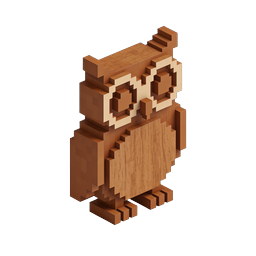 Voxel Wooden Owl 3D Pixel Art Icon