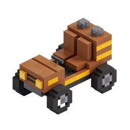 Voxel Wooden Cart Icon - Isometric Pixel Art 3D