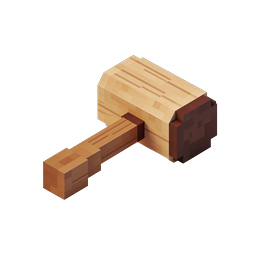 Voxel Wooden Mallet Icon - 3D Isometric Tool