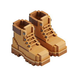 Isometric Voxel Work Boots Icon - 3D Pixel Art Style