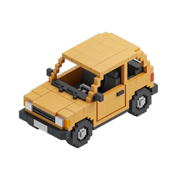 Yellow Voxel SUV 3D Icon - Blocky Car Illustration