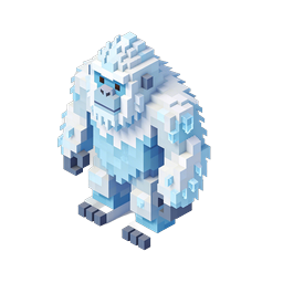 Voxel Yeti Character 3D Pixel Art Icon for Games