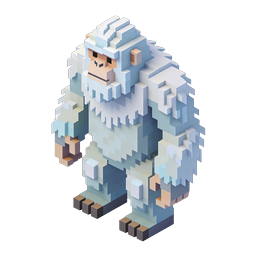 Voxel Yeti Character Icon - 3D Isometric Snow Monster
