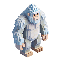 Voxel Yeti Character - 3D Pixel Art Winter Monster Icon