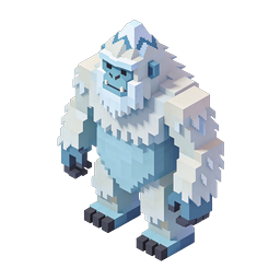 Voxel Yeti Character 3D Icon - Blocky Snow Monster