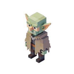 Voxel Yoda Character Icon - 3D Isometric Pixel Art