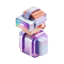 Icono de personaje con casco de VR - Diseño 3D Isométrico