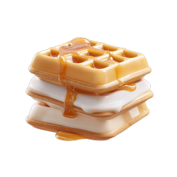 Stacked Waffles with Syrup Icon - 3D Food Illustration