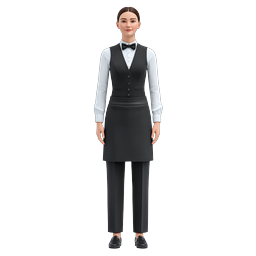 Professional Waitress Server Icon - 3D Hospitality Character