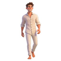 3D Animated Young Man Walking Character - Pixar Style