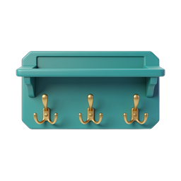 Teal Wall Coat Rack with Gold Hooks Icon