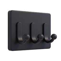 Modern Wall Hook Rack Icon - 3D Coat Hanger Design