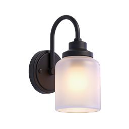 Modern Black Wall Lamp Sconce with Frosted Glass Shade