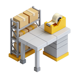 Warehouse Packaging Station 3D Isometric Icon