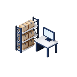 Isometric Warehouse Storage Room Icon with Shelves