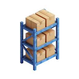 Warehouse Storage Rack with Cardboard Boxes Icon