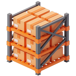 Warehouse Storage Rack with Cardboard Boxes Icon
