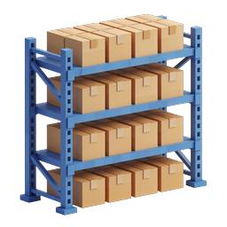 Icono de estantería de almacén con cajas de cartón